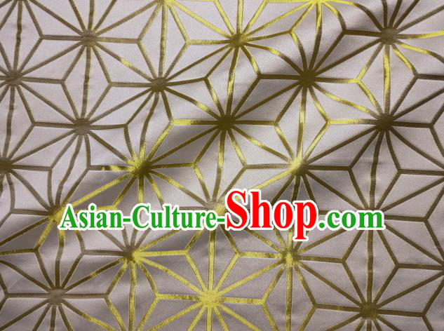 Asian Japanese Traditional White Brocade Classical Pattern Baldachin Fabric Kimono Tapestry Satin Silk Material