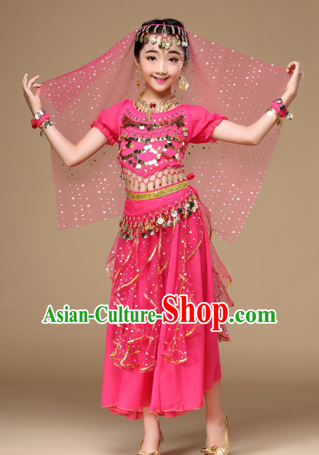 Indian Traditional Belly Dancing Costumes Asian India Oriental Dance Costume for Kids