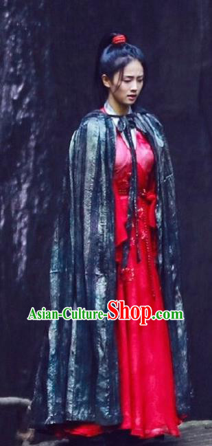 Chinese Drama Zhao Yao Ancient Swordswoman Female Knight Embroidered Red Costume for Women