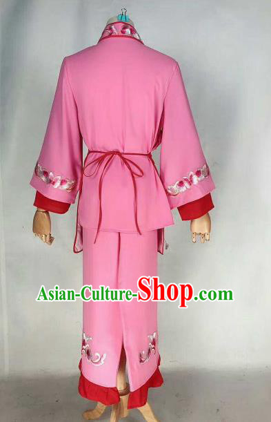 Chinese Traditional Beijing Opera Young Lady Embroidered Dress Ancient Maidservants Pink Costume for Women