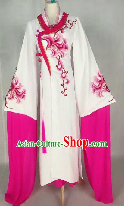 Chinese Traditional Beijing Opera Palace Lady Embroidered Rosy Peony Dress Ancient Peri Princess Costume for Women