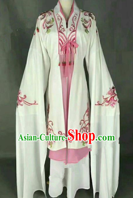 Traditional Chinese Peking Opera Actress White Dress Ancient Peri Princess Costume for Women