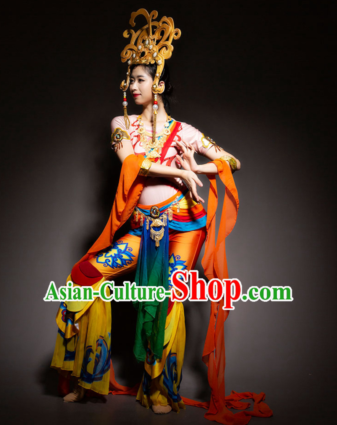 Ancient Chinese Handmade Flying Angel Dance Costume Complete Set