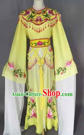 Chinese Ancient Court Princess Embroidered Yellow Dress Traditional Peking Opera Artiste Costume for Women