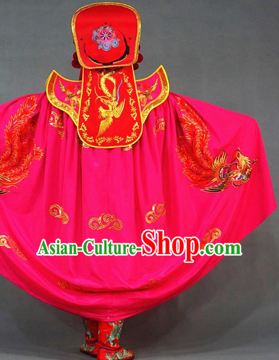 Chinese Traditional Sichuan Opera Face Changing Embroidered Rosy Costume Complete Set