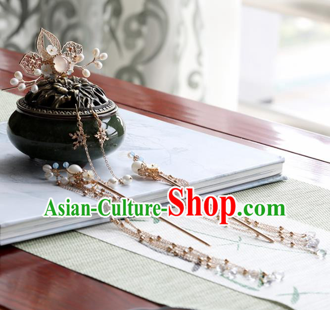 Chinese Traditional Hanfu Hair Accessories Ancient Princess Golden Hairpins Hair Crown for Women