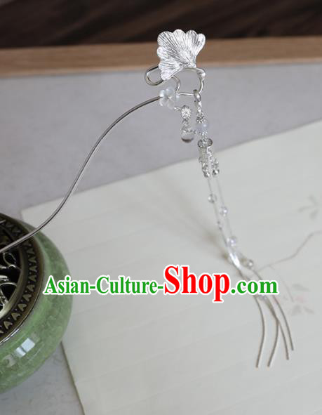 Chinese Traditional Hanfu Hair Accessories Ginkgo Leaf Hair Clip Ancient Princess Tassel Hairpins for Women