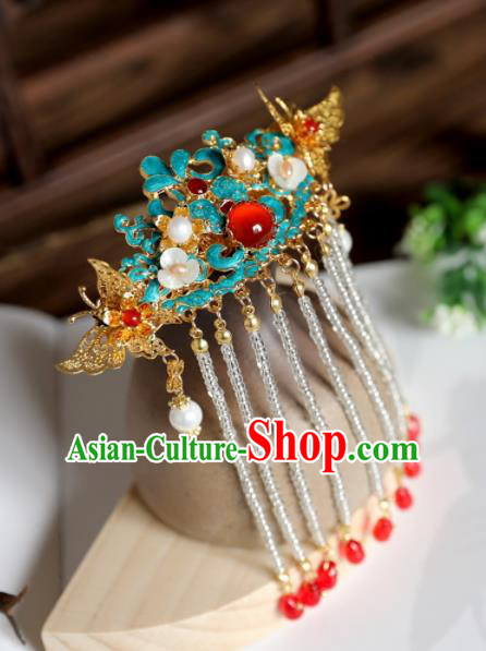 Chinese Ancient Princess Agate Tassel Hairpins Traditional Hanfu Hair Accessories for Women