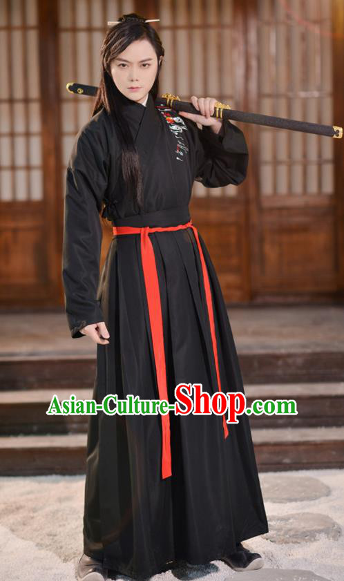 Traditional Chinese Jin Dynasty Knight Historical Costume Ancient Swordsmen Hanfu Clothing for Men