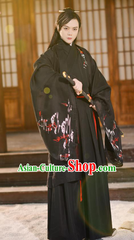 Traditional Chinese Jin Dynasty Knight Historical Costume Ancient Swordsmen Hanfu Clothing for Men