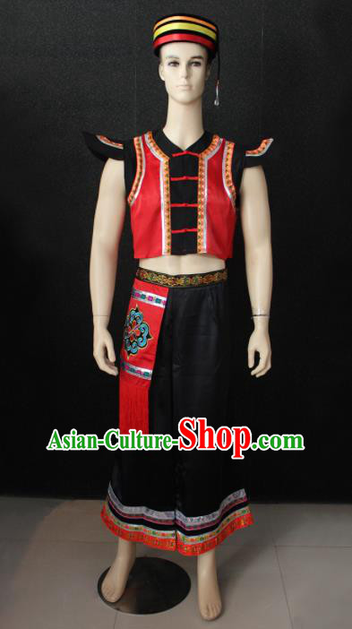 Chinese Traditional Ethnic Folk Dance Costume Zhuang Nationality Festival Clothing for Men