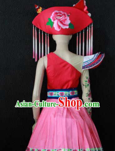 Chinese Traditional Zhuang Nationality Wedding Dress Ethnic Folk Dance Costume for Women