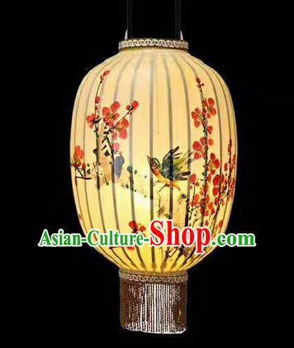 22 Inch Chinese Traditional Handmade Lantern Painting Plum Blossom Bamboo Weaving Palace Lanterns