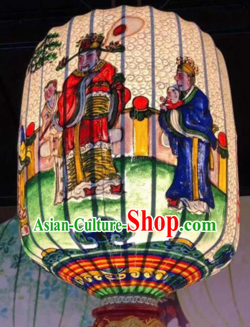 Chinese Traditional New Year Hanging Lantern Handmade Painting God of Wealth Palace Lanterns