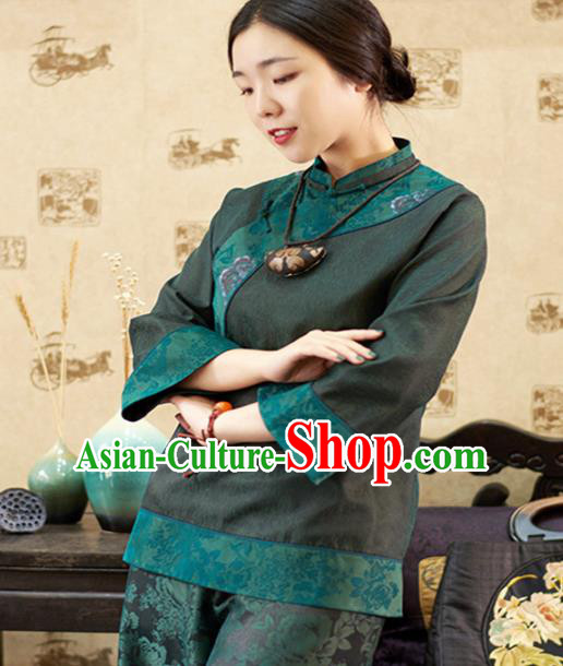 Chinese Traditional National Costume Tang Suit Upper Outer Garment Embroidered Blouse for Women