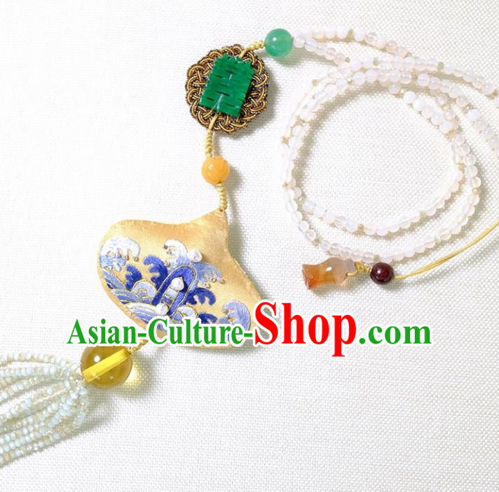 Chinese Traditional Accessories Classical Embroidered Tassel Necklace for Women