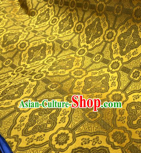 Chinese Traditional Buddhism Pattern Design Yellow Brocade Silk Fabric Tibetan Robe Satin Fabric Asian Material