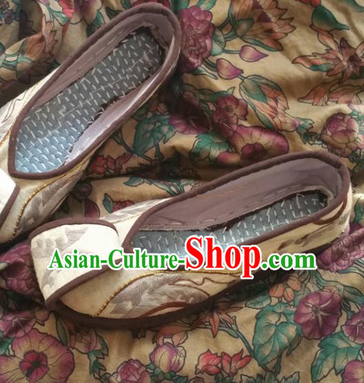 Chinese National Beige Shoes Traditional Cloth Shoes Hanfu Shoes Embroidered Shoes for Women