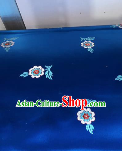 Chinese Traditional Buddhism Flowers Pattern Navy Brocade Silk Fabric Tibetan Robe Satin Fabric Asian Material