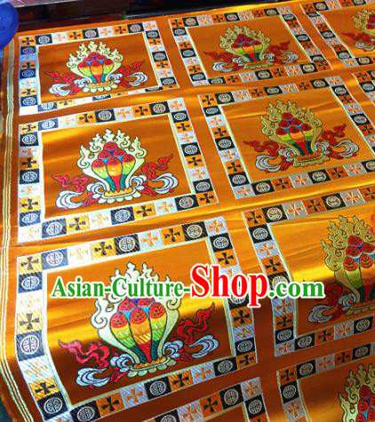 Chinese Traditional Buddhism Manichaeus Pattern Golden Brocade Silk Fabric Tibetan Robe Satin Fabric Asian Material