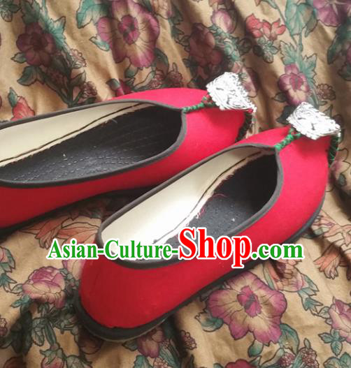 Chinese Ancient Princess Red Shoes Traditional Wedding Cloth Shoes Hanfu Shoes Embroidered Shoes for Women