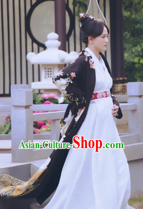 Chinese Drama Queen Dugu Hanfu Dress Traditional Ancient Sui Dynasty Empress Embroidered Historical Costume and Headpiece for Women