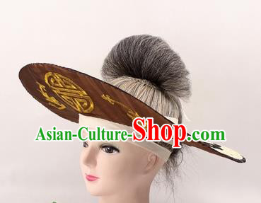 Chinese Ancient Fishermen Brown Hat Traditional Peking Opera Old Male Headwear for Men