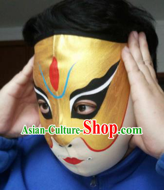Chinese Traditional Sichuan Opera Prop Face Changing Masks Handmade Painting Golden Facial Makeup