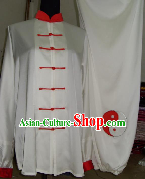 Chinese Traditional Kung Fu Competition Costume Tai Chi Martial Arts White Clothing for Men