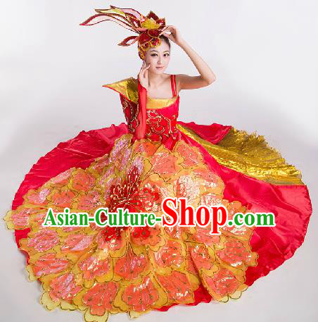 Top Grade Egypt Classic Stage Performance Dance Costumes, Egypt Belly Dance  Red Dress for Women