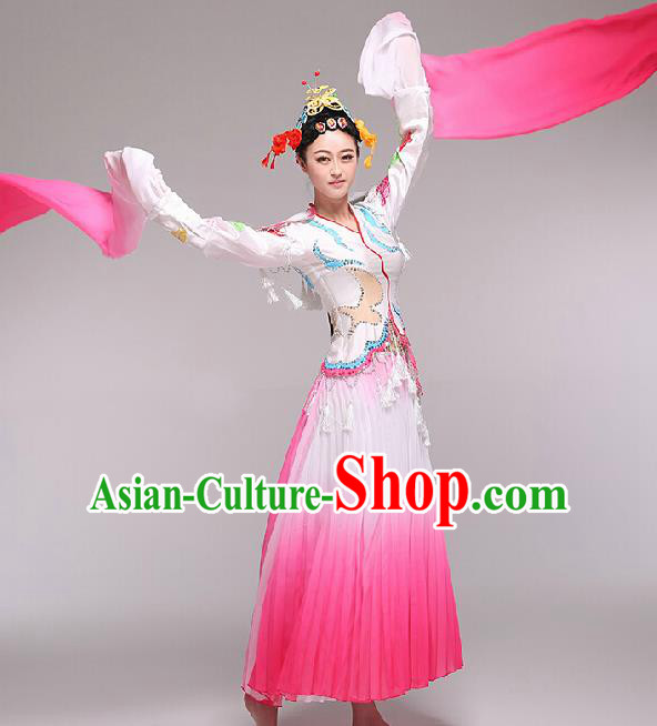 Chinese Traditional Classical Dance Costume Fan Dance Stage Performance Rosy Dress for Women