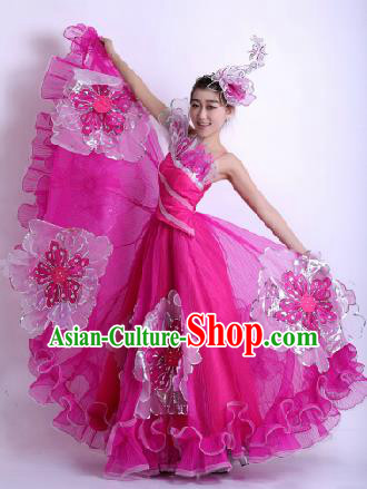 Top Grade Chorus Opening Dance Rosy Dress Modern Dance Stage Performance Costume for Women