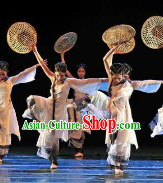 Chinese Traditional Classical Dance Clothing Bamboo Hat Dance Stage Performance Costume for Women