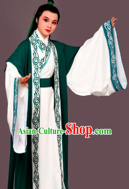 Chinese Traditional Peking Opera Nobility Childe Green Embroidered Robe Beijing Opera Niche Costume for Men