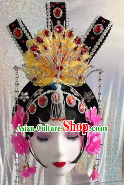 Chinese Traditional Beijing Opera Peri Wigs and Hairpins Headwear Peking Opera Diva Hair Accessories for Women
