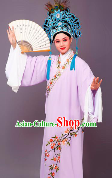 Chinese Traditional Peking Opera Niche Embroidered Cherrim Purple Robe Beijing Opera Scholar Costume for Men