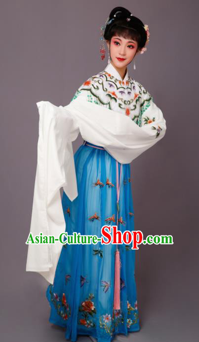 Chinese Traditional Beijing Opera Princess Costume Peking Opera Diva Blue Dress for Women