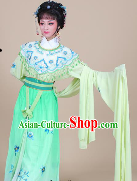 Chinese Traditional Shaoxing Opera Peri Princess Green Embroidered Dress Beijing Opera Hua Dan Costume for Women