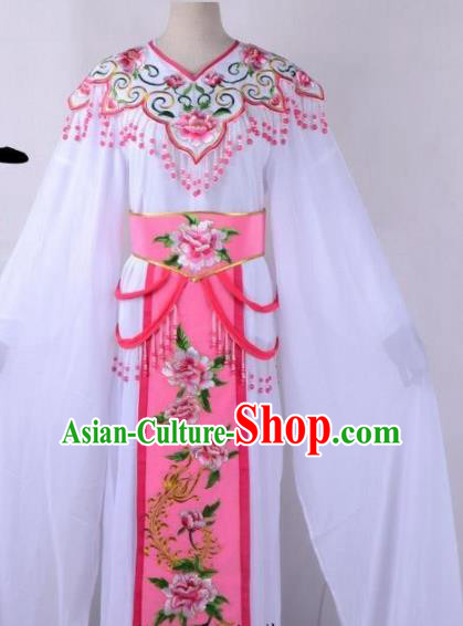 Chinese Traditional Shaoxing Opera Peri Embroidered Pink Peony Dress Beijing Opera Hua Dan Costume for Women
