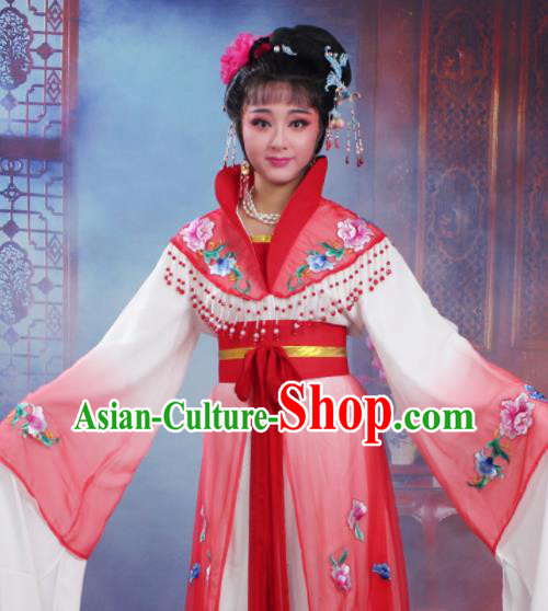 Chinese Traditional Huangmei Opera Nobility Lady Embroidered Red Dress Beijing Opera Hua Dan Costume for Women