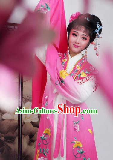Chinese Traditional Huangmei Opera Embroidered Pink Dress Beijing Opera Hua Dan Costume for Women