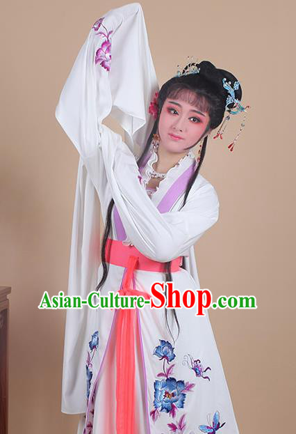 Chinese Traditional Shaoxing Opera Embroidered Peony Purple Dress Beijing Opera Hua Dan Costume for Women