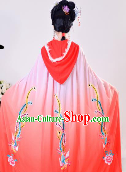 Chinese Traditional Shaoxing Opera Embroidered Red Cloak Beijing Opera Princess Hua Dan Costume for Women