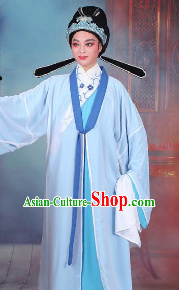 Chinese Traditional Peking Opera Scholar Blue Robe Beijing Opera Niche Costume for Men