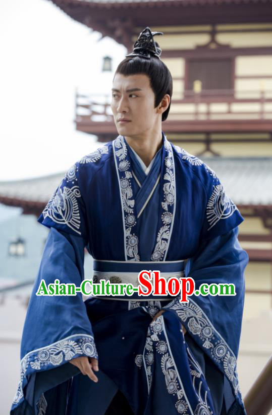 Chinese Drama Queen Dugu Ancient Northern Zhou Dynasty Emperor Yuwen Yong Embroidered Historical Costume for Men