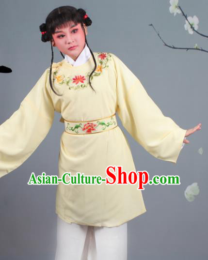 Chinese Traditional Peking Opera Livehand Yellow Clothing Beijing Opera Servant Costume for Men