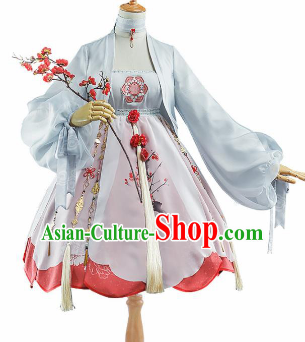 Chinese Traditional Halloween Cosplay Swordswoman Costume Ancient Knight Hanfu Dress for Women