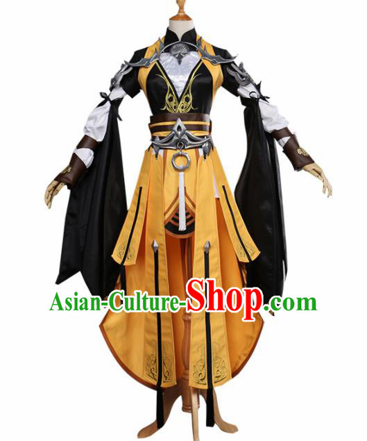 Chinese Traditional Cosplay Female General Costume Ancient Swordswoman Hanfu Dress for Women