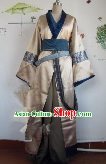 Chinese Traditional Cosplay Qin Dynasty Knight Golden Costume Ancient Swordsman Hanfu Clothing for Men