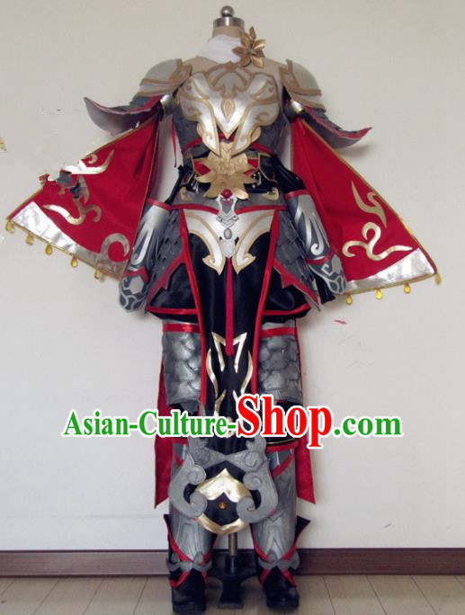 Chinese Traditional Cosplay Female General Body Armour Costume Ancient Swordswoman Hanfu Dress for Women